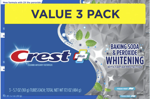 3er Pack CREST Plus Whitening 'Fresh Mint' Baking Soda & Peroxide 484 gr